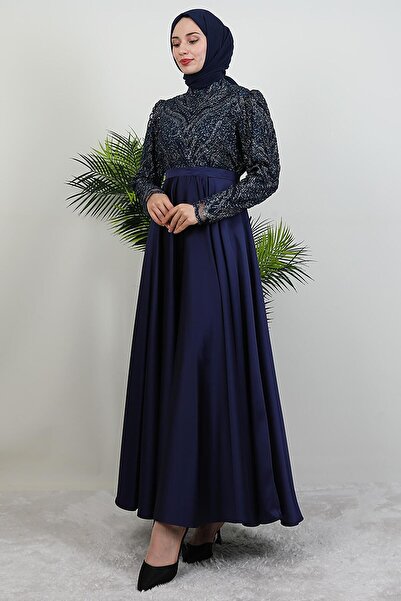 GİYZAMİLA Velora Tesettür Abiye Lacivert