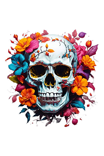 INOVATIX Set de 8 piese, autocolant craniu cu flori, INOVATIX®. 6 cm