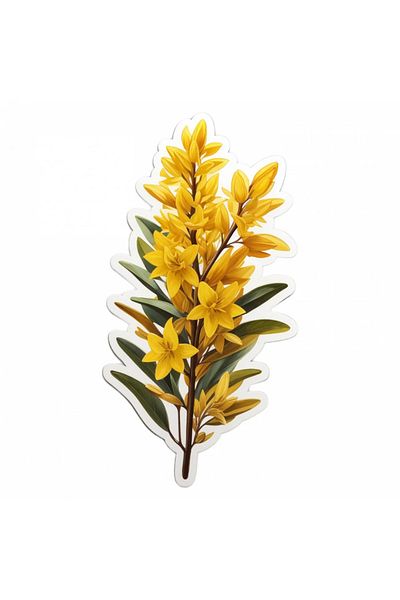 INOVATIX Set de 8 piese, Autocolant Creangă cu flori Forsythia, INOVATIX®. 6 cm