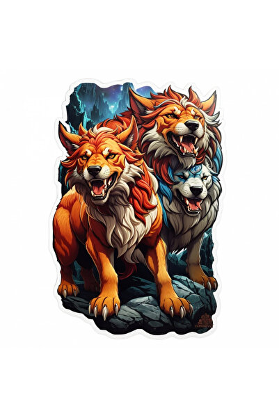 INOVATIX Set de 8 piese, autocolant personaje mitologice Cerberus, INOVATIX®. 6 cm