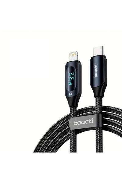 Toocki Cablu date si incarcare USB C - Tip Lightning, compatibil iPhone, lungime 2 m, afisaj digital