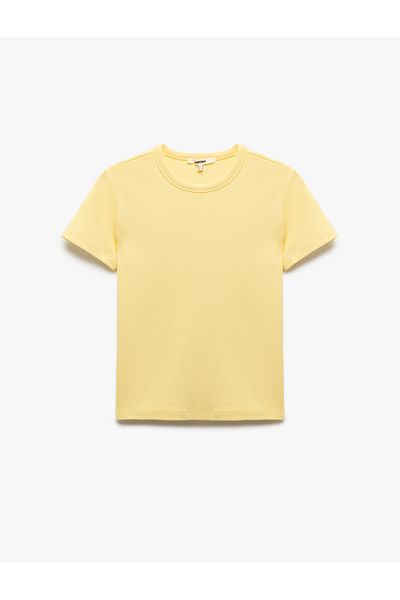 Koton Tricou de bază din bumbac, slim fit, cu mânecă scurtă, cu decolteu rotund