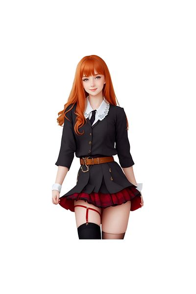 INOVATIX Set of 8 pieces, Sticker Redhead with short skirt, INOVATIX®. 6 cm