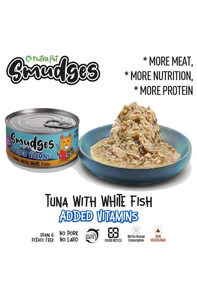 Smudges Adult Cat Tuna with White Fish in Gravy 80g Pack of 12