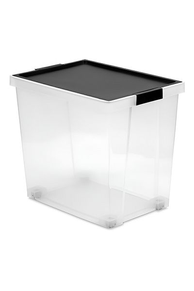 Tatay Hinged Handle Multipurpose Stackable Storage Box - Black and Clear