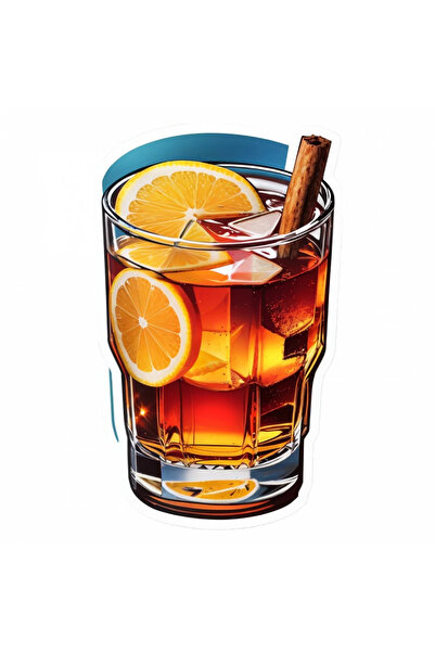 INOVATIX Set de 8 autocolante, Cocktail hot toddy cu portocală și scorțișoară...