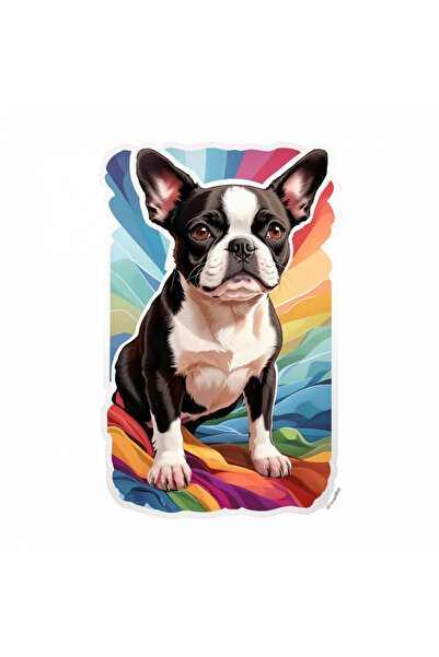 INOVATIX Set de 8 piese, autocolant pentru câini Boston terrier, INOVATIX®. 6 cm