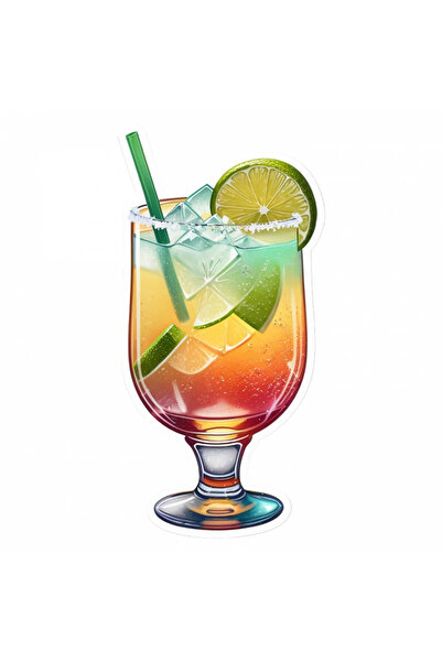 INOVATIX Set de 8 piese, Sticker Cocktail Margarita cu înghețată și lămâie ve...