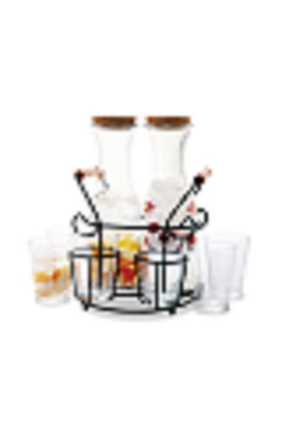 Bien Servi 9-Piece Durable High Grade Glass Material Beverage Set with Stand