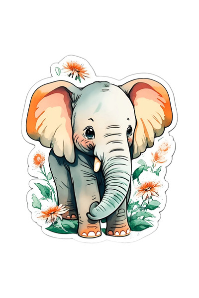 INOVATIX Set de 8 bucăți, autocolant Jumbo cu elefant, INOVATIX®. 6 cm