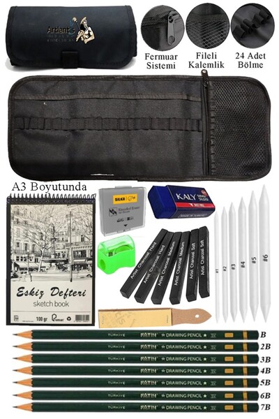 Artlantis A3 Telli Eskiz Defteri Monalisa Spiralli Kömür Kalem Karakalem Rulo...