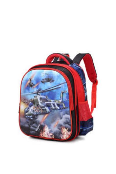 Generic STARGOLD 14-Inch Kids Backpack, Helicopter Print, Stylish Fabric School Bag for Boys