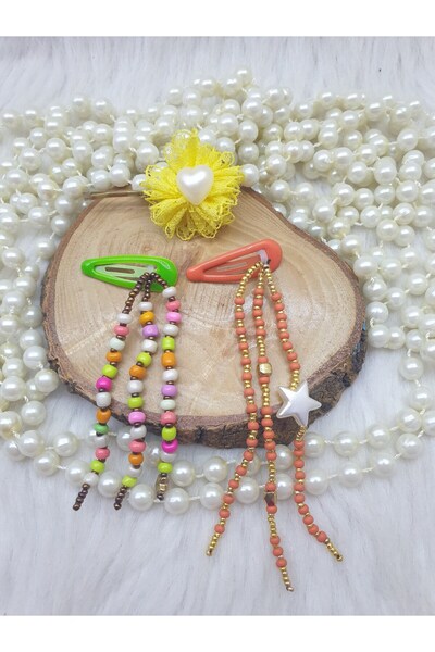 HAPPY HANDMADE 3-Piece Hairpin Set/Hair Bead/Hair Earring/Baby Gift