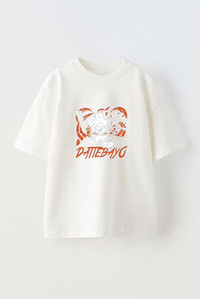 Anetos Tricou Naruto Datte Bayo Pre cu imprimeu din bumbac alb supradimensionat