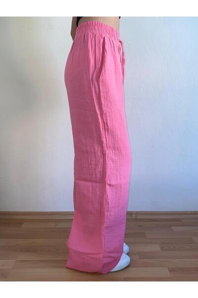 Mixray Muslin Palazzo Women's Trousers with Elastic Waist