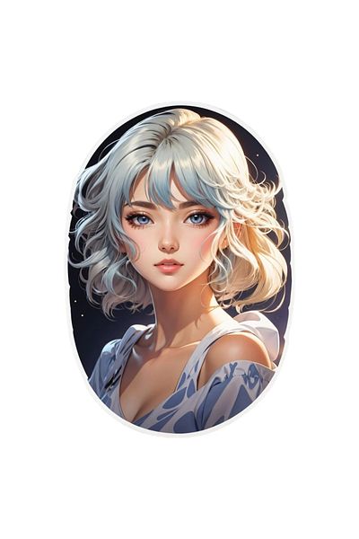 INOVATIX Set of 8 pieces, Sticker Blonde girl bust, INOVATIX®. 6 cm