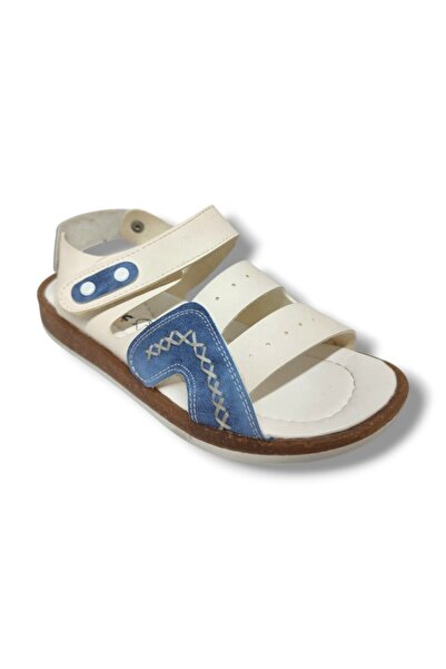 ŞİRİNGENÇ Şirinbebe 1565-20 Анатомични сандали за момчета с шевове, бели и си...
