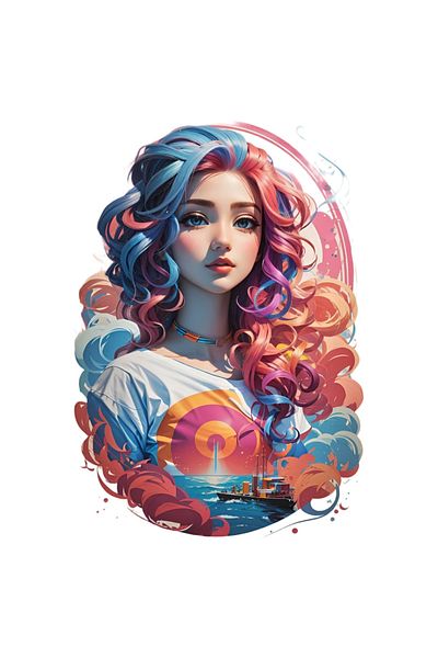 INOVATIX Set of 8 pieces, Sticker Girl with curls, INOVATIX®. 6 cm
