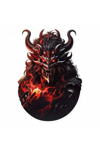 INOVATIX Set de 8 piese, autocolant Demon Asmodeus cu colți, INOVATIX®. 6 cm