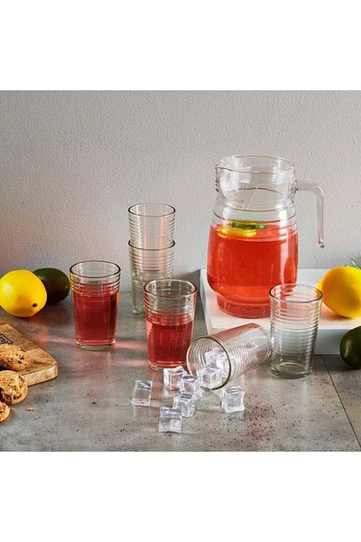 Home Box 7-Piece Glass Drinkware Set – 1L Jug with 6 Tumblers