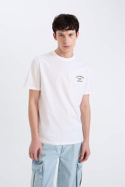 DeFacto Men's T-Shirt D5561Ax/Wt34 White