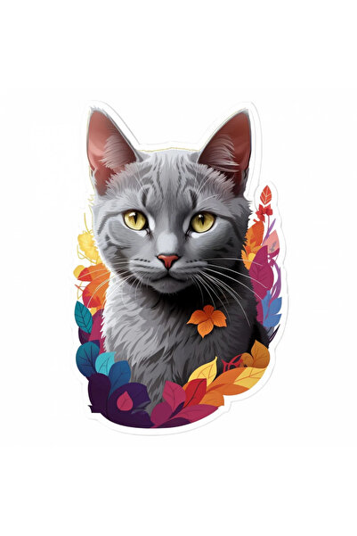 INOVATIX Set de 8 autocolante, pisică Korat cu floricele de porumb, INOVATIX®...