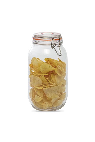 Bien Servi Durable Glass Jar with Stainless Steel Clip Clear and Silver