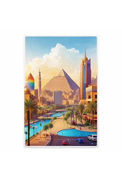 INOVATIX Set de 8 piese, autocolant orașul Cairo cu piramide și minarete, INO...