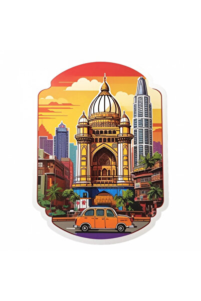 INOVATIX Σετ 8 τεμαχίων, Αυτοκόλλητο Πόλης Μουμπάι, INOVATIX®. 6 εκ.