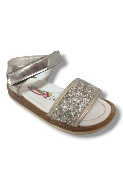 WENDY 1171-20 Ασημί Σανδάλια για κορίτσια με μονό Velcro Ασημί 21-25