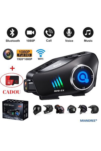 OEM Premium Motorcycle Intercom Communication System – 1000m Communication, 1080P, BT 5.0, 32GB Card Included