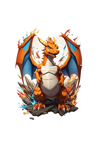 INOVATIX Set de 8 autocolante Pokemon Dragon cu papion, INOVATIX®. 6 cm