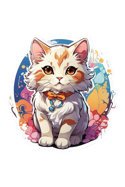 INOVATIX Set of 8 pieces, Sticker Kitty with bow, INOVATIX®. 6 cm