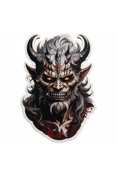 INOVATIX Set de 8 piese, autocolant Demon Belphegor cu colți, INOVATIX®. 6 cm