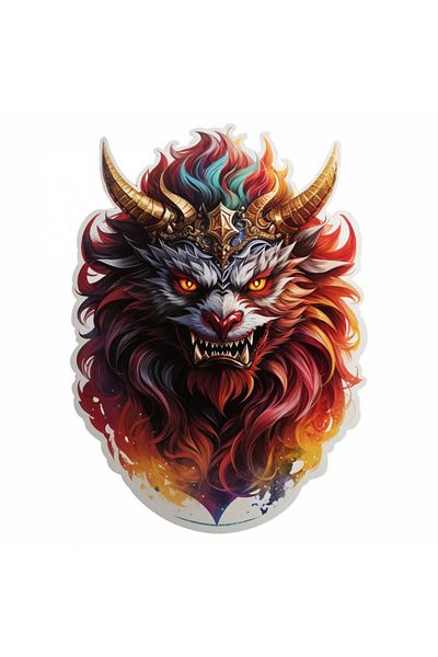 INOVATIX Set de 8 piese, autocolant Demon Stolas cu coarne și colți, INOVATIX®. 6 cm