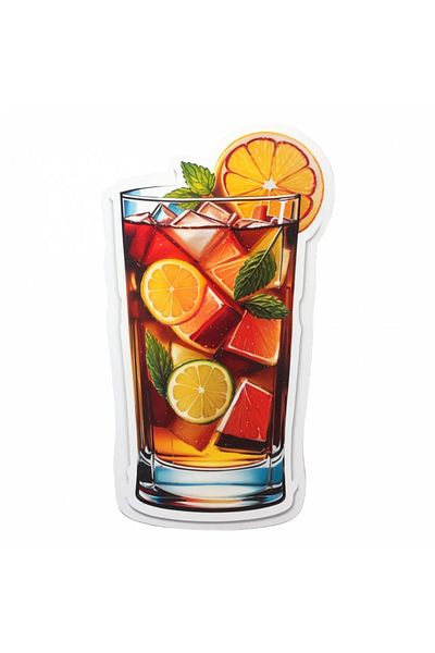 INOVATIX Set de 8 autocolante Pimm's Cocktail cu portocală și mentă, INOVATIX®. 6 cm