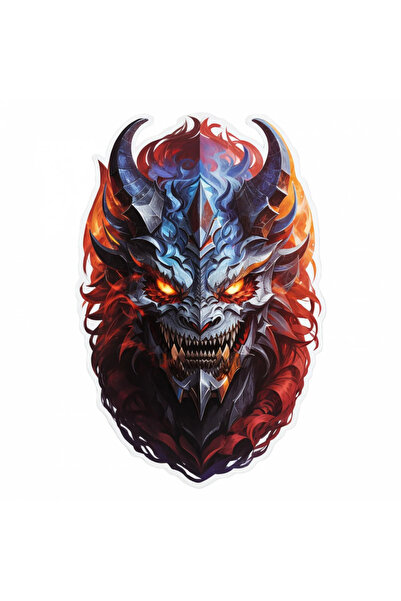 INOVATIX Set de 8 piese, autocolant Demon Orobas în flăcări, INOVATIX®. 6 cm