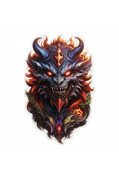 INOVATIX Set de 8 piese, autocolant Demon Astaroth cu colți și coarne, INOVAT...