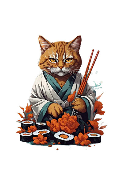 INOVATIX Set de 8 bucăți, autocolant Sushi Cat, INOVATIX®. 6 cm