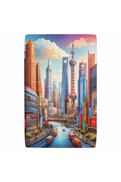 INOVATIX Set de 8 bucăți, autocolant oraș Shanghai, INOVATIX®. 6 cm