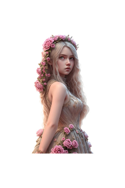 INOVATIX Σετ 8 τεμαχίων, αυτοκόλλητο Κορίτσι με τριαντάφυλλα, INOVATIX®. 6 εκ.