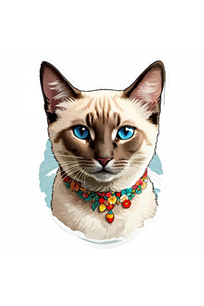 INOVATIX Set de 8 bucăți, autocolant pisică siameză, INOVATIX®. 6 cm