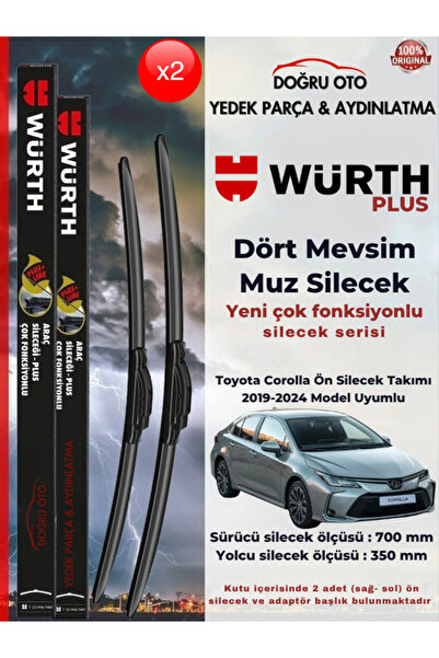 Würth Corolla Ön Cam Silecek Takımı 2019-2024 Model Uyumlu (700/350mm)