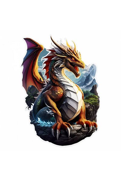 INOVATIX Set of 8 pieces, Mythological Dragon Sticker, INOVATIX®. 6 cm