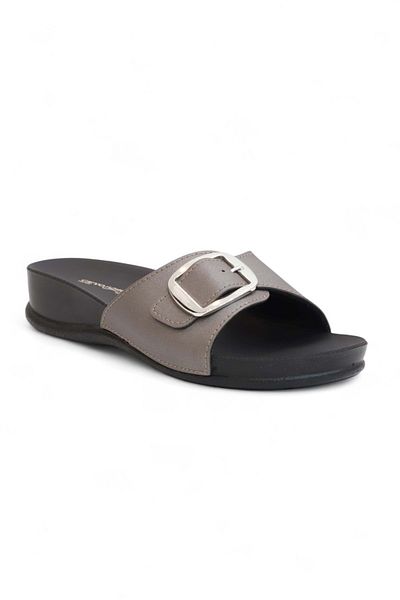 Konfores 2189-Olıva-8 Anatomical Sole Adjustable Buckle Women's Daily Slippers