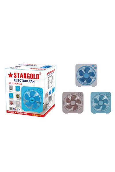 Generic STARGOLD 12-Inch Electric Box Fan, 45W Power, 3-Speed Settings, 5-Blade Design with 60-Min Timer