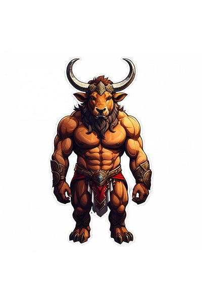 INOVATIX Set of 8 pieces, Minotaur Sticker with horns, INOVATIX®. 6 cm