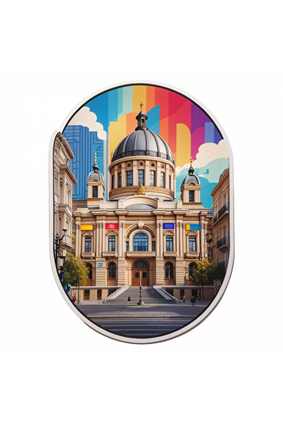 INOVATIX Set de 8 piese, autocolant cec clădire oraș București, INOVATIX®. 6 cm