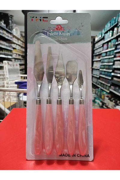 gebzeli Palette Knives Steel Spatula 5-Pack with Pink Handle