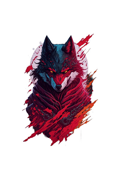 INOVATIX Σετ 8 τεμαχίων, Αυτοκόλλητο Σαμουράι Λύκος, INOVATIX®. 6 εκ.